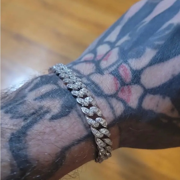 s925 silverBust down cuban link moissanite gemss925 silver bracelet